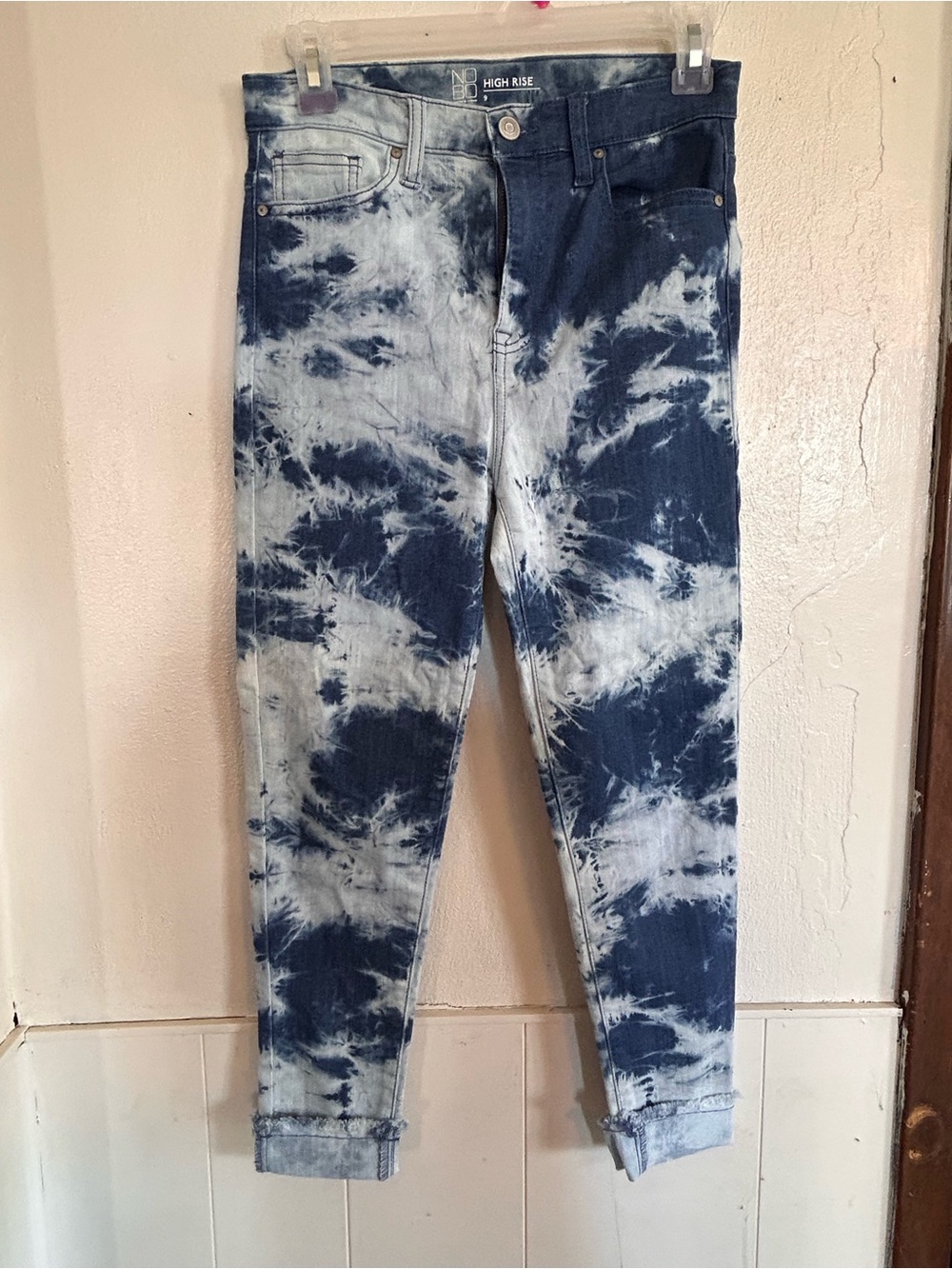 Tie-Dye High-Rise Women’s Jeans - Blue/White Denim Size 9 No Boundaries